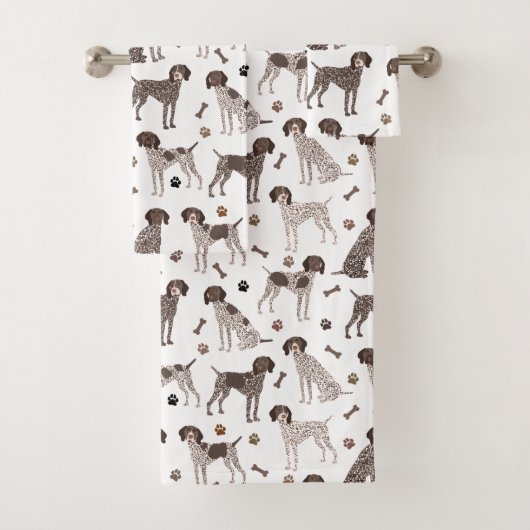Duitse Shorthaired Pointer Dog Bone en Paw Print Bad Handdoek (Insitu)