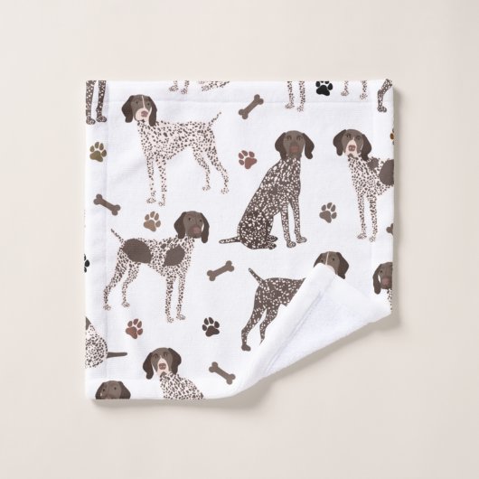 Duitse Shorthaired Pointer Dog Bone en Paw Print Bad Handdoek (Wasdoekje)