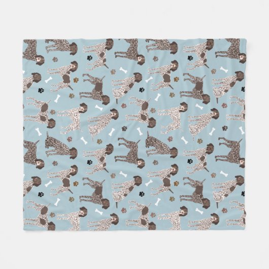 Duitse Shorthaired Pointer Dog Bone en Paw Print Fleece Deken (Voorkant (Horizontaal))