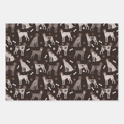 Duitse Shorthaired Pointer Dog Bone en Paw Print Inpakpapier Vel (Voorkant)