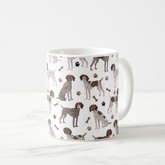 Duitse Shorthaired Pointer Dog Bone en Paw Print Koffiemok (Voorkant rechts)