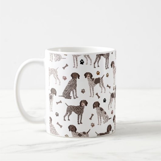 Duitse Shorthaired Pointer Dog Bone en Paw Print Koffiemok (Links)