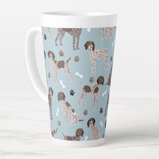 Duitse Shorthaired Pointer Dog Bone en Paw Print Latte Mok (Linkerhoek)