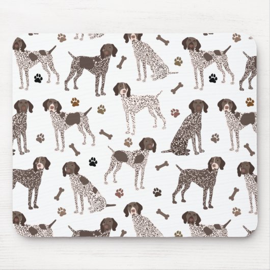 Duitse Shorthaired Pointer Dog Bone en Paw Print Muismat (Voorkant)
