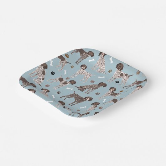 Duitse Shorthaired Pointer Dog Bone en Paw Print Papieren Bordje (Gebogen)