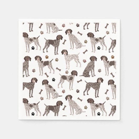 Duitse Shorthaired Pointer Dog Bone en Paw Print Servet (Voorkant)