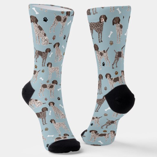 Duitse Shorthaired Pointer Dog Bone en Paw Print Sokken (Gebogen)