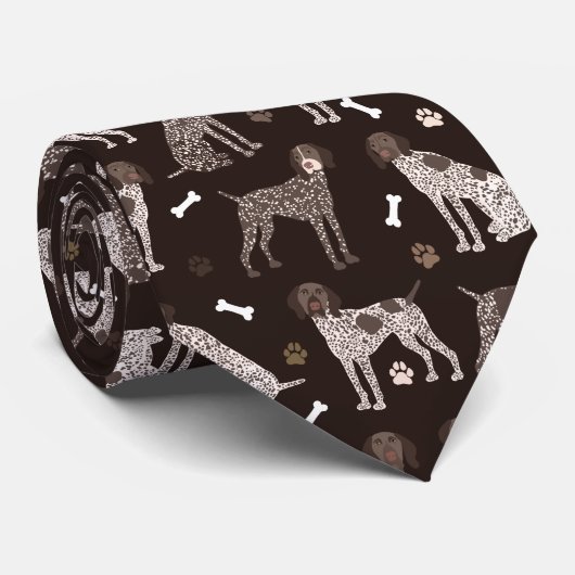 Duitse Shorthaired Pointer Dog Bone en Paw Print Stropdas (Opgerold)
