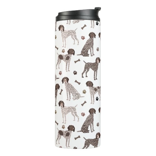 Duitse Shorthaired Pointer Dog Bone en Paw Print Thermosbeker (Gedraaid links)