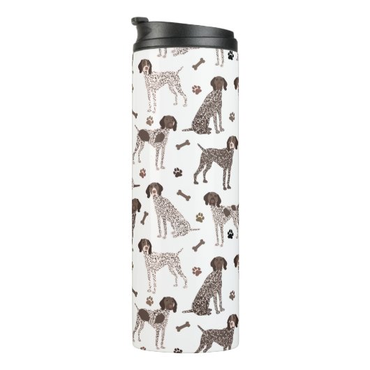 Duitse Shorthaired Pointer Dog Bone en Paw Print Thermosbeker (Geroteerd rechts)