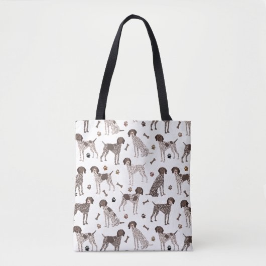Duitse Shorthaired Pointer Dog Bone en Paw Print Tote Bag (Voorkant)