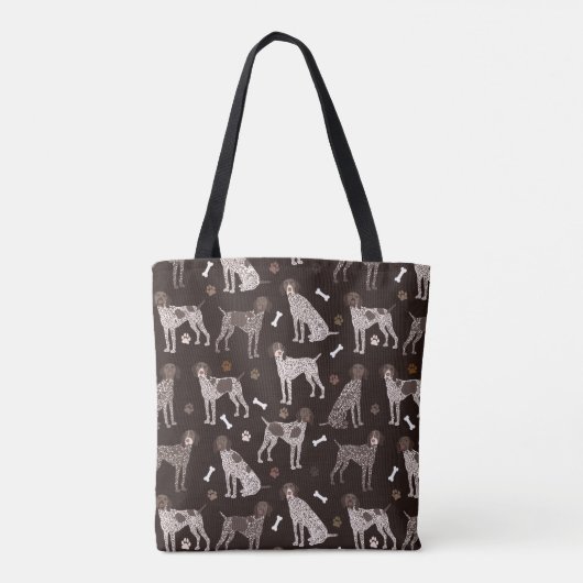 Duitse Shorthaired Pointer Dog Bone en Paw Print Tote Bag (Achterkant)