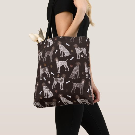 Duitse Shorthaired Pointer Dog Bone en Paw Print Tote Bag (Dichtbij)