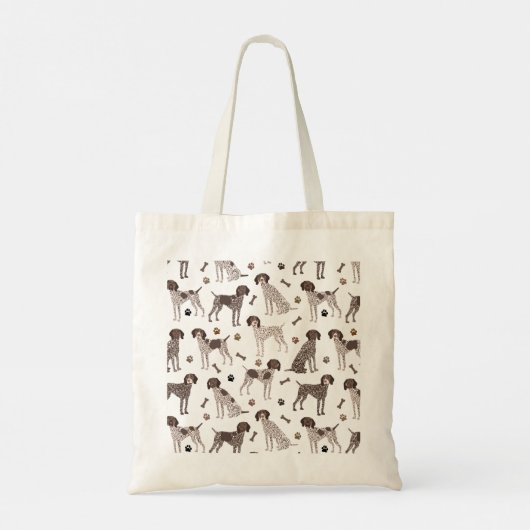 Duitse Shorthaired Pointer Dog Bone en Paw Print Tote Bag (Achterkant)