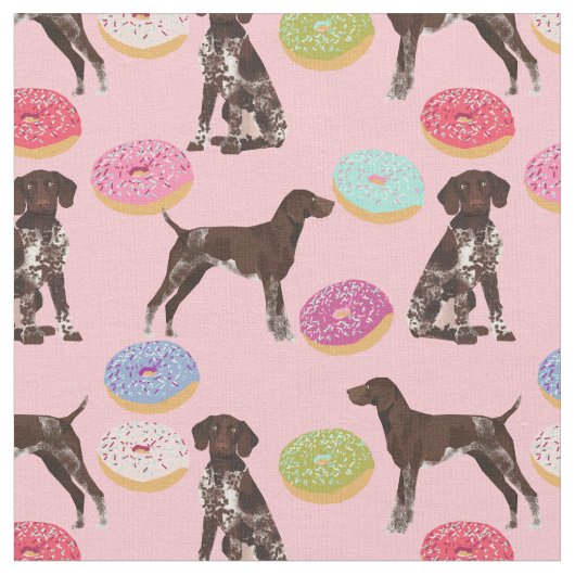 Duitse Shorthaired Pointer donuteert roze Stof (Close Up)