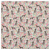 Duitse Shorthaired Pointer floraalcrème Stof (Swatch)