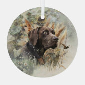 Duitse Shorthaired Pointer Glas Ornament (Achterkant)