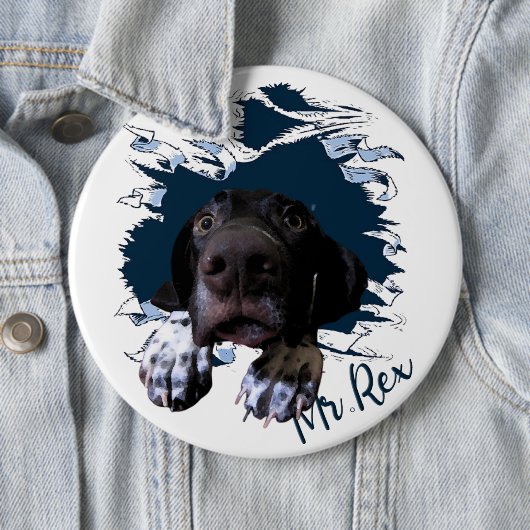 Duitse Shorthaired Pointer, grappig gezicht Ronde Button 6,0 Cm (In situ)