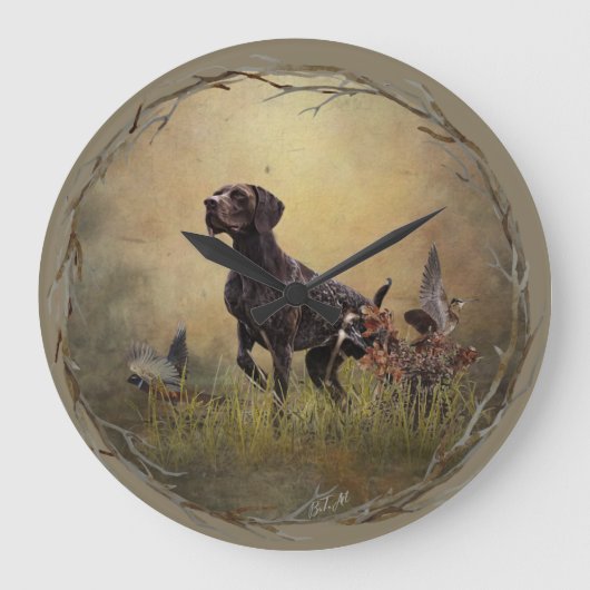 Duitse Shorthaired Pointer Grote Klok (Voorkant)