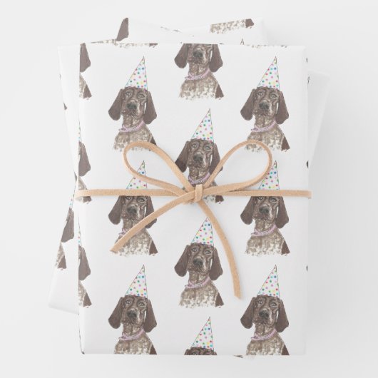 Duitse Shorthaired Pointer GSP Dog Waterverf Art Inpakpapier Vel (In situ)