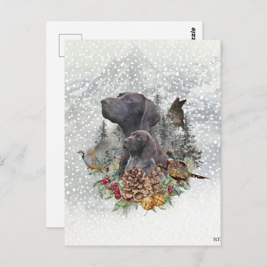 Duitse Shorthaired Pointer in de winter Briefkaart (Voorkant / Achterkant)