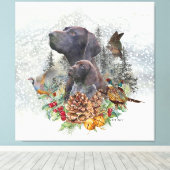 Duitse Shorthaired Pointer in de winter Canvas Afdruk (Insitu (Houten vloer))