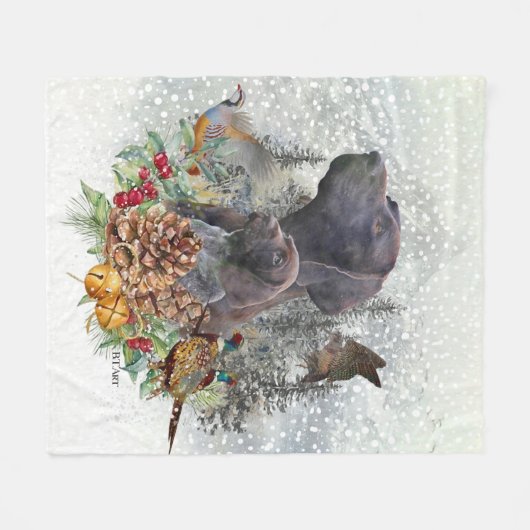 Duitse Shorthaired Pointer in de winter Fleece Deken (Voorkant (Horizontaal))