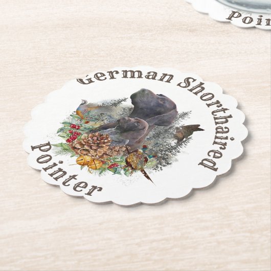Duitse Shorthaired Pointer in de winter Kartonnen Onderzetters (Gekanteld)