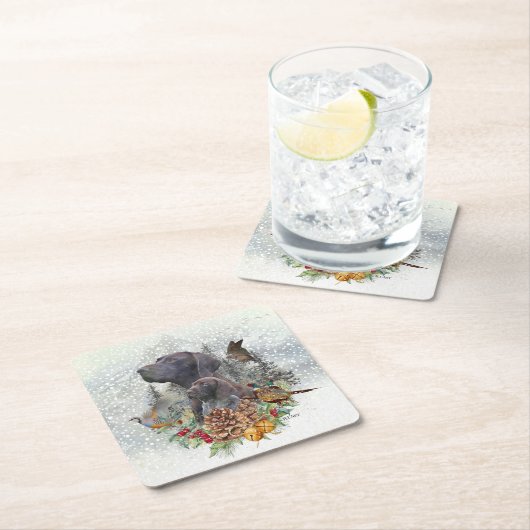 Duitse Shorthaired Pointer in de winter Kartonnen Onderzetters (Insitu)