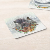 Duitse Shorthaired Pointer in de winter Kartonnen Onderzetters (Schuin)