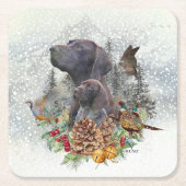Duitse Shorthaired Pointer in de winter Kartonnen Onderzetters (Voorkant)