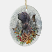 Duitse Shorthaired Pointer in de winter Keramisch Ornament (Rechts)