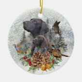 Duitse Shorthaired Pointer in de winter Keramisch Ornament (Voorkant)