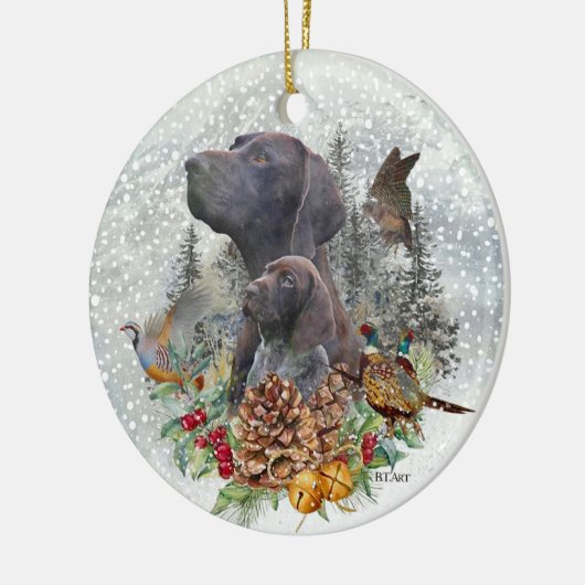 Duitse Shorthaired Pointer in de winter Keramisch Ornament (Links)