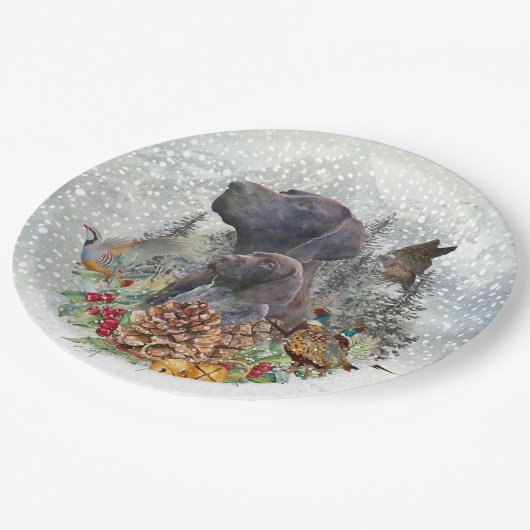 Duitse Shorthaired Pointer in de winter Papieren Bordje (Gekanteld)