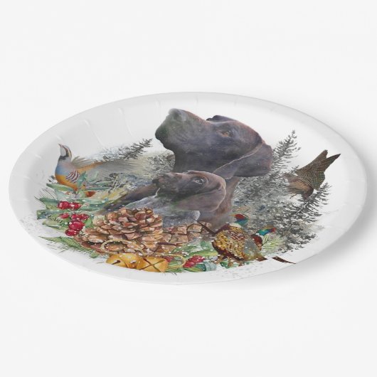 Duitse Shorthaired Pointer in de winter Papieren Bordje (Gekanteld)