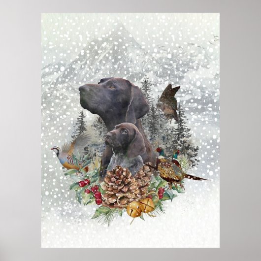Duitse Shorthaired Pointer in de winter Poster (Voorkant)