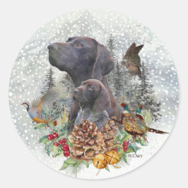 Duitse Shorthaired Pointer in de winter Ronde Sticker