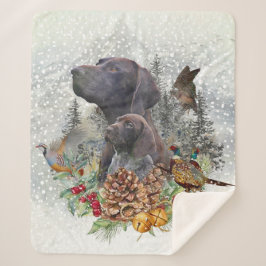 Duitse Shorthaired Pointer in de winter Sherpa Deken