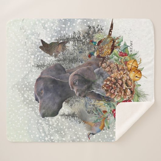 Duitse Shorthaired Pointer in de winter Sherpa Deken (Voorkant (horizontaal))