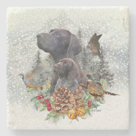 Duitse Shorthaired Pointer in de winter Stenen Onderzetter