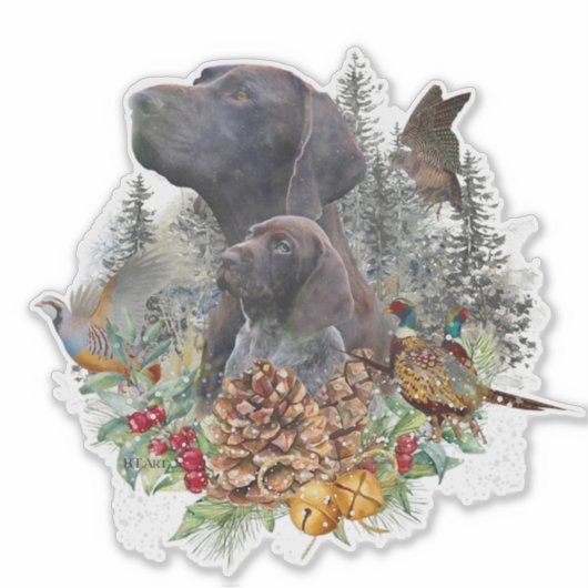 Duitse Shorthaired Pointer in de winter Sticker (Voorkant)