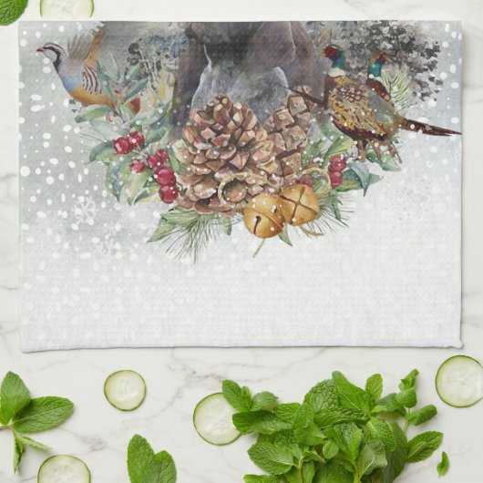 Duitse Shorthaired Pointer in de winter Theedoek (Gevouwen)