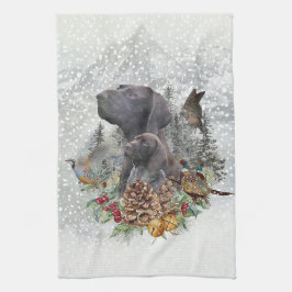 Duitse Shorthaired Pointer in de winter Theedoek