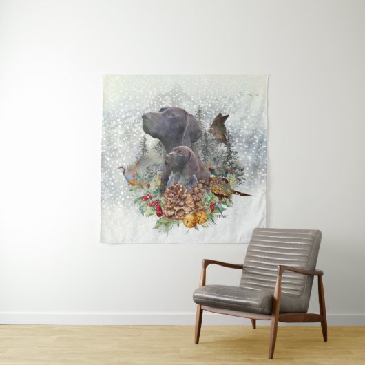 Duitse Shorthaired Pointer in de winter Wandkleed (In situ)