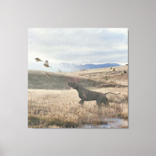 Duitse Shorthaired Pointer jager quail , Art Canvas Afdruk