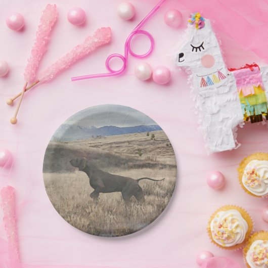 Duitse Shorthaired Pointer jager quail , Art Papieren Bordje (Feest)