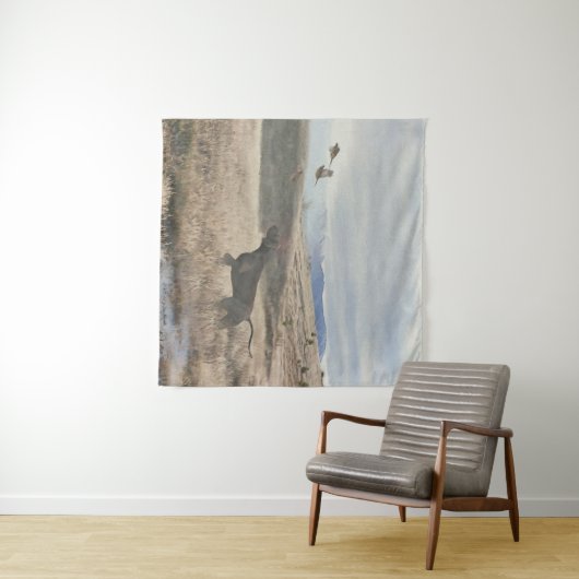 Duitse Shorthaired Pointer jager quail , Art Wandkleed (In Situ (horizontaal))