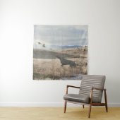 Duitse Shorthaired Pointer jager quail , Art Wandkleed (In situ)