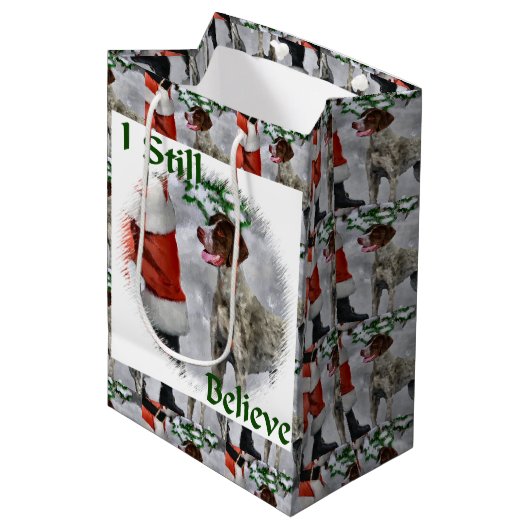 Duitse Shorthaired Pointer kerst Medium Cadeauzakje (Voorkant Gekanteld)
